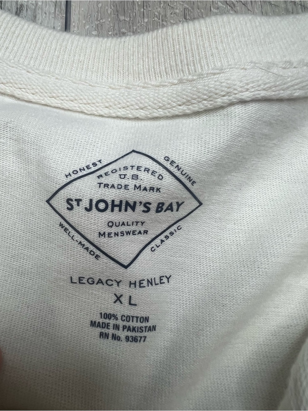 St. John's Bay Men's Long-Sleeve Henley Shirt - Off-White - Picture 4 of 5